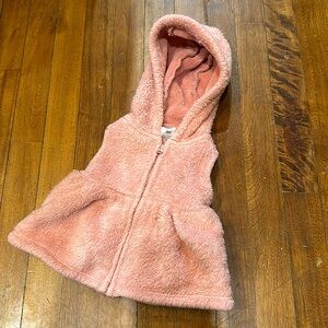Carter’s 3 Months Infant Pink Soft Sherpa Fleece Zipper Hooded Baby Vest